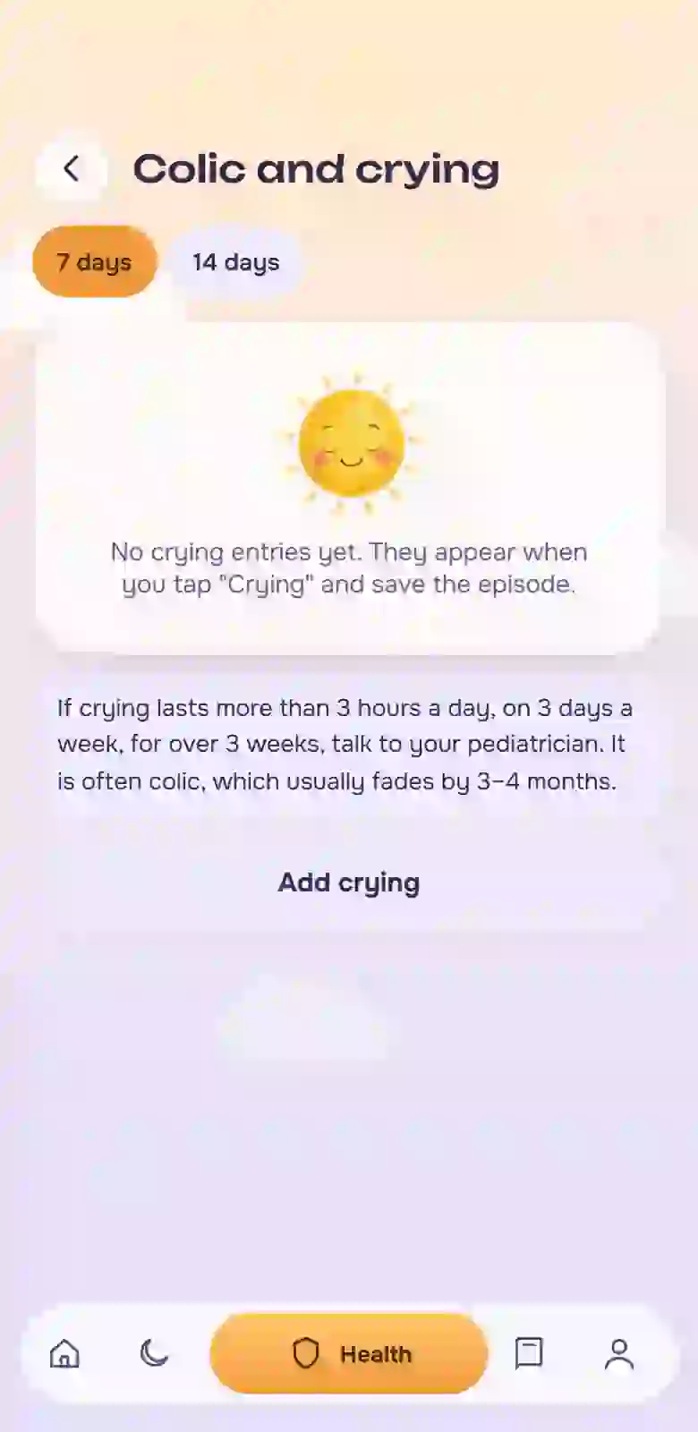 Colic and crying diary