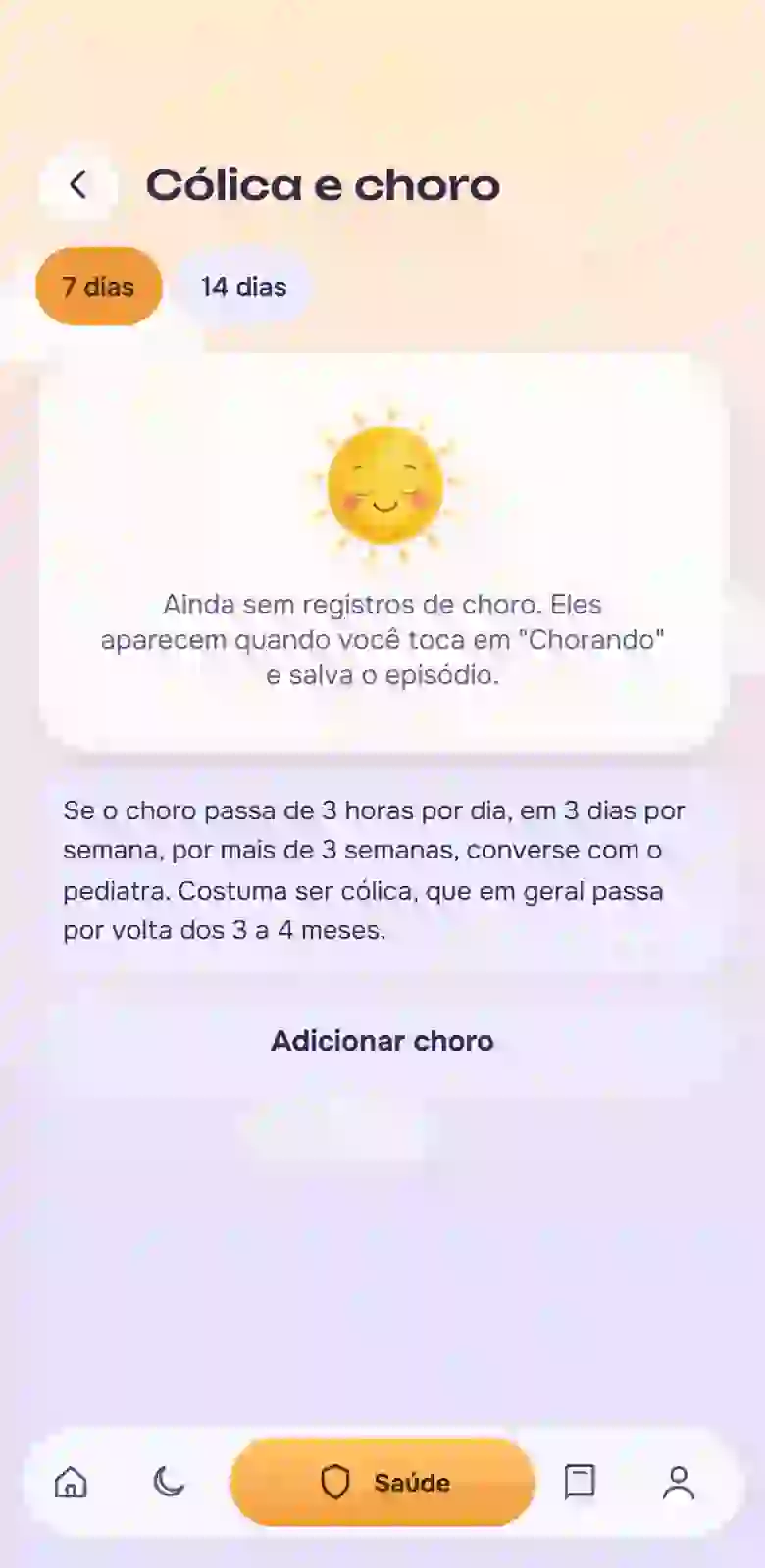 Diário de cólicas e choro