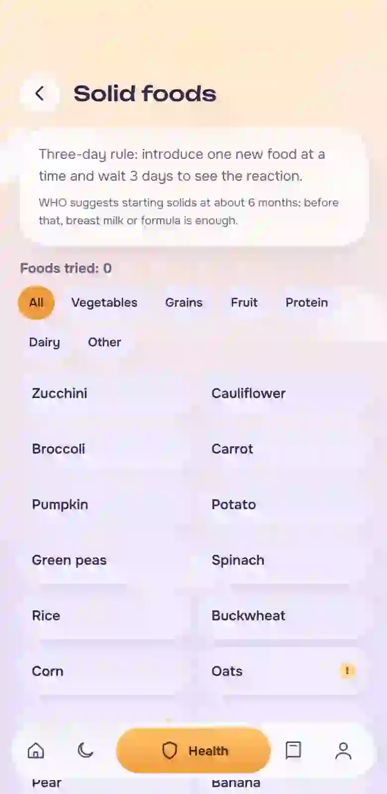 The Solids section